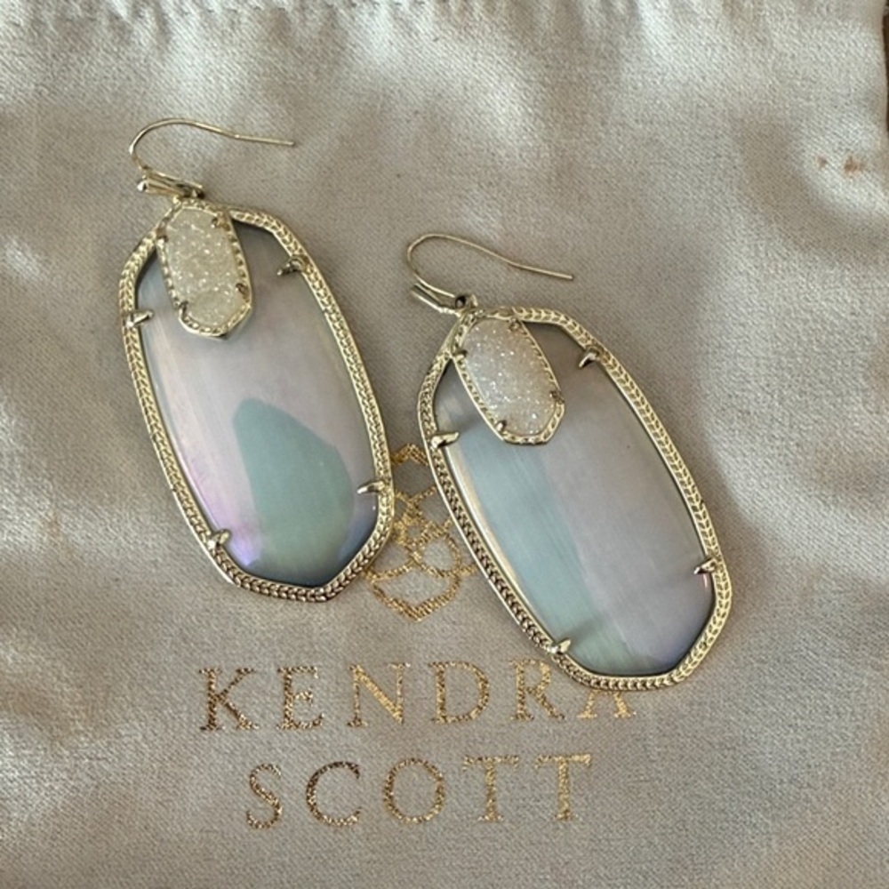 Kendra Scott Darcy Danielle Stella Iridescent Slate & Drusy Earrings Rare